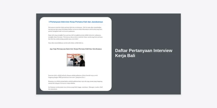 30+ Daftar Pertanyaan Interview Kerja Bali Terlengkap dan Strategi Jawabannya