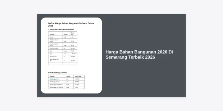 Daftar Harga Bahan Bangunan 2026 Di Semarang Terbaik 2026: Panduan Terlengkap & Estimasi Biaya Konstruksi
