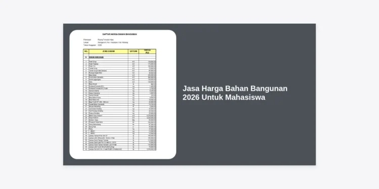 Jasa Harga Bahan Bangunan 2026 Untuk Mahasiswa: Panduan Lengkap Estimasi RAB & Material
