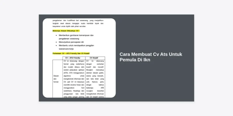 Panduan Lengkap Cara Membuat CV ATS Untuk Pemula Di IKN Agar Lolos Seleksi Kerja