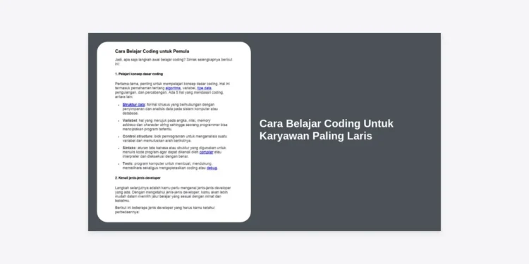 10 Strategi Cara Belajar Coding Untuk Karyawan Paling Laris: Panduan Karir Masa Depan