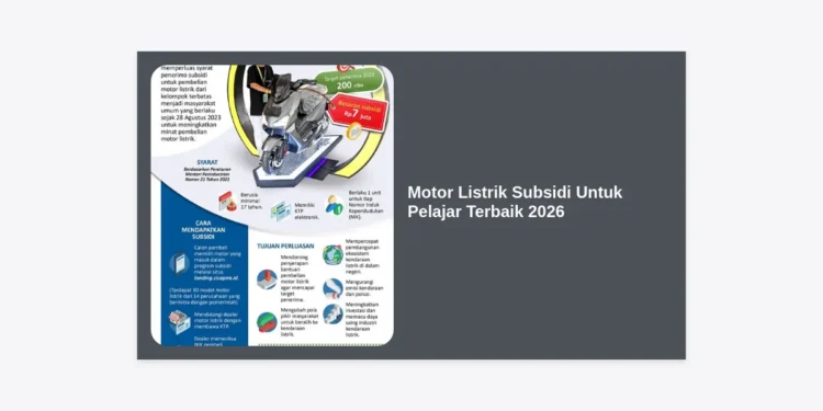 7 Motor Listrik Subsidi Untuk Pelajar Terbaik 2026: Hemat, Bergaya, dan Ramah Lingkungan