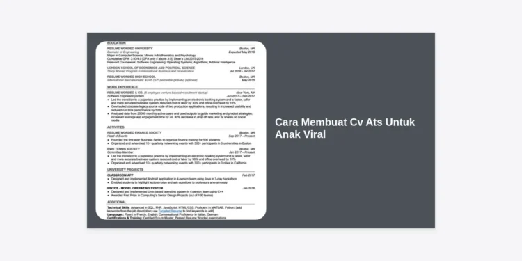 Cara Membuat CV ATS untuk Anak Viral: Panduan Lengkap Lolos Screening HRD 2024