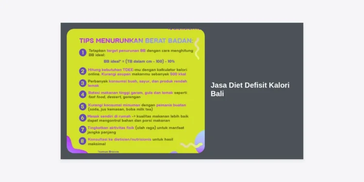 Jasa Diet Defisit Kalori Bali: Panduan Lengkap Transformasi Tubuh Sehat dan Ideal