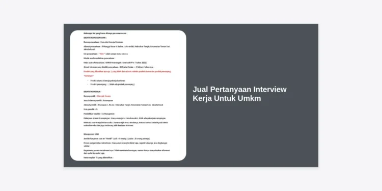 Jual Pertanyaan Interview Kerja Untuk UMKM: Solusi Praktis Rekrutmen Karyawan Berkualitas