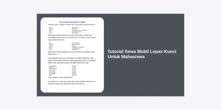 Tutorial Sewa Mobil Lepas Kunci Untuk Mahasiswa: Panduan Lengkap, Syarat, dan Tips Hemat
