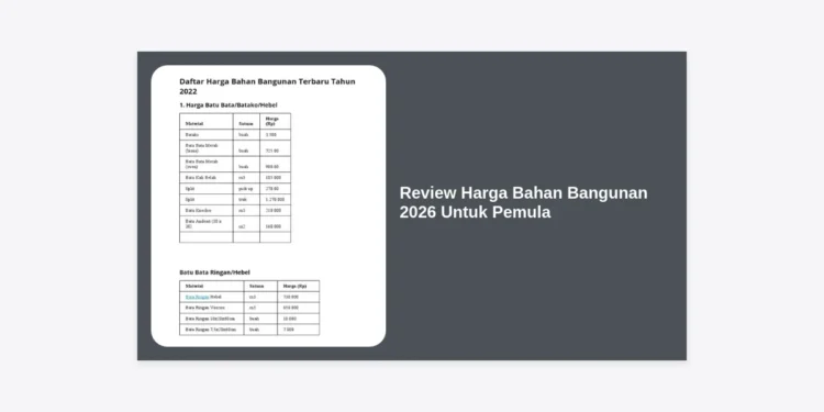 Review Harga Bahan Bangunan 2026 Untuk Pemula: Panduan Lengkap & Estimasi Biaya